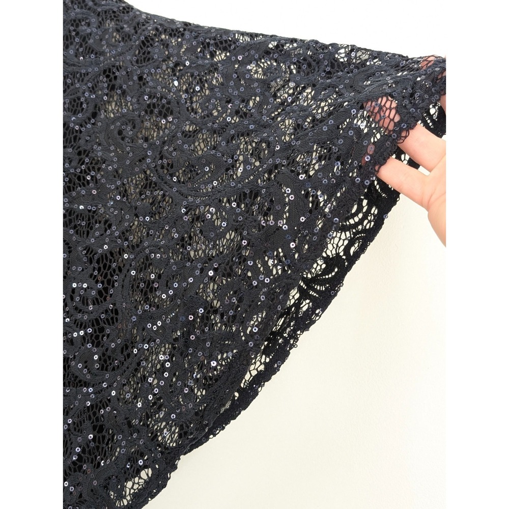 R&M Richards Navy Sequin Lace One Shoulder Jumpsuit Size 16 Evening Formal - Picture 3 of 10